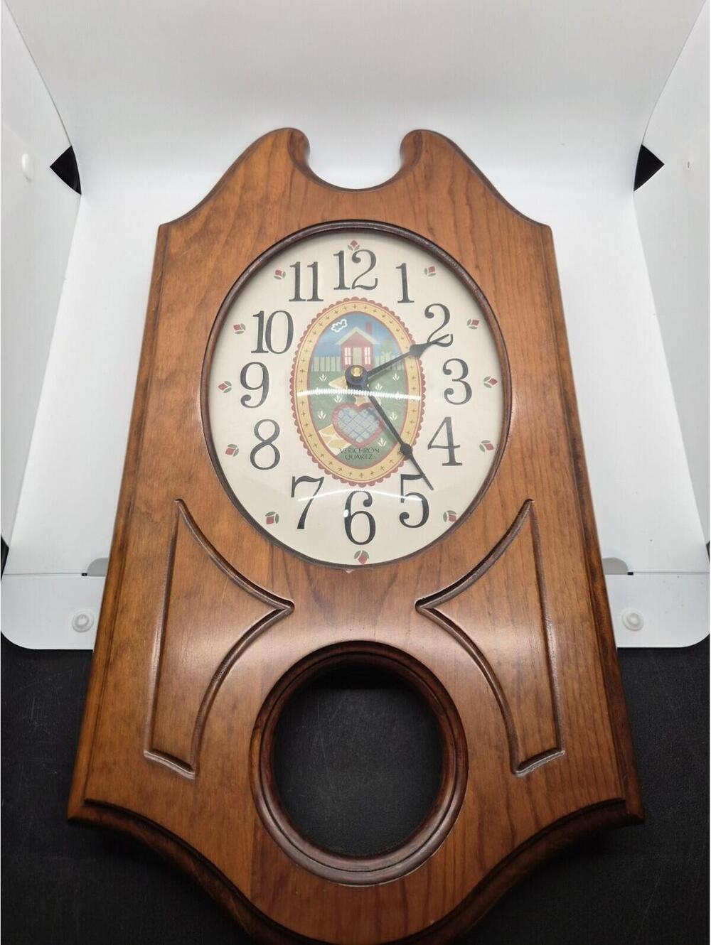 Vintage Wooden Quartz Cottage Clock Needs Small Repairs